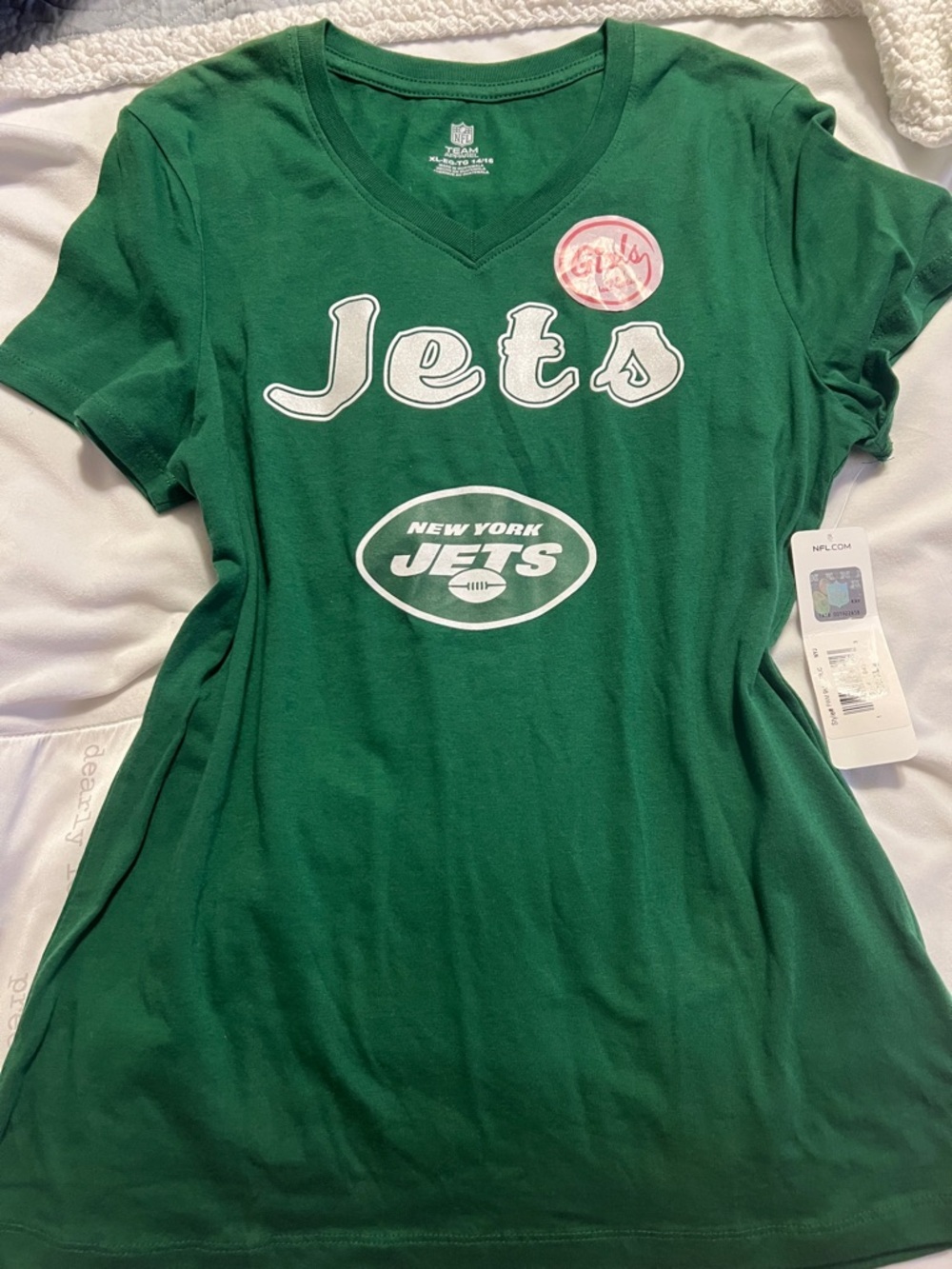 NFL jets Green sports football Tee -girls Xl/women’s XS
